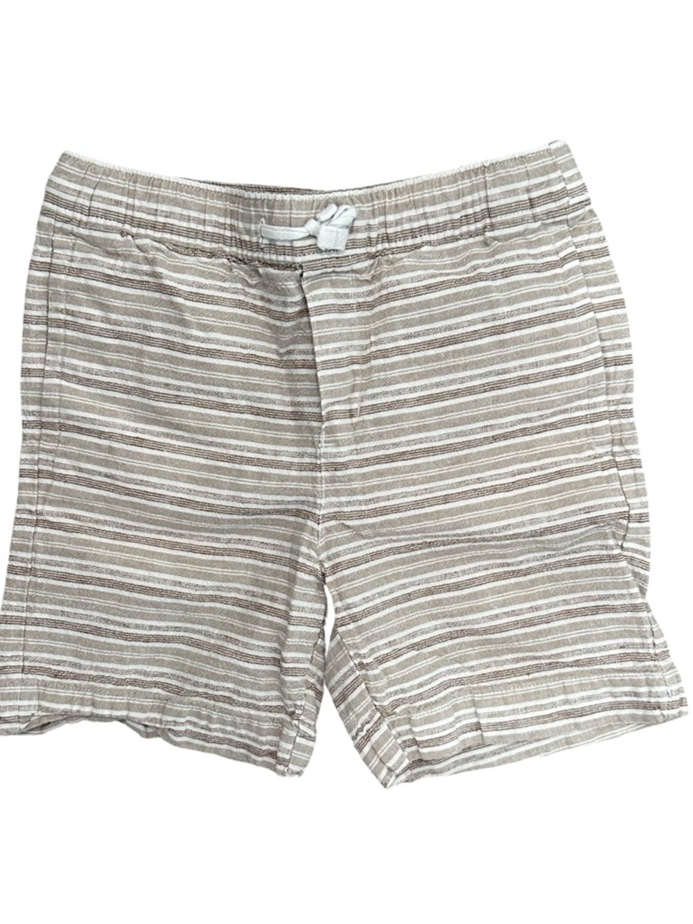 EUC Janie & Jack Boys Size 5 Striped Beige and White Drawstring Shorts